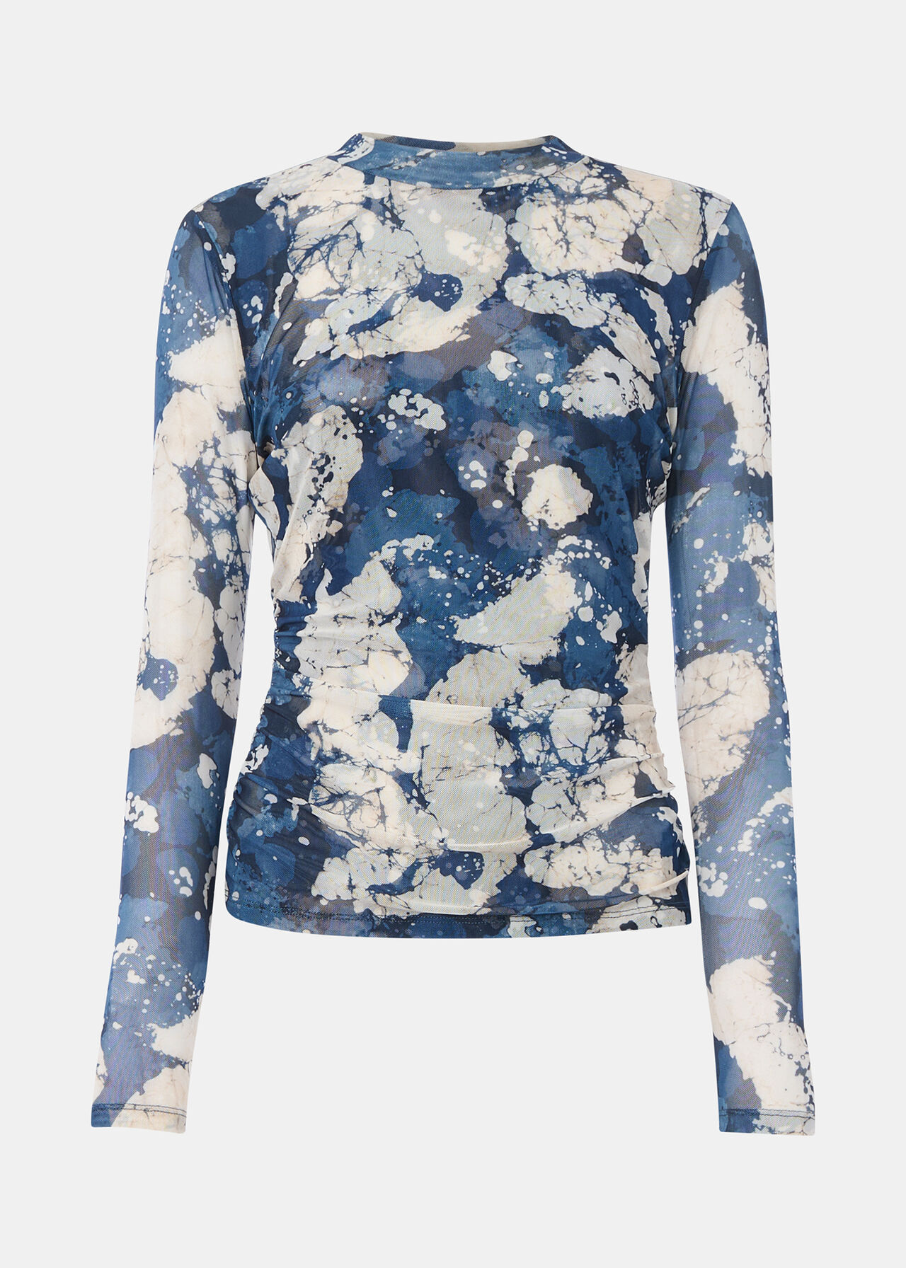 Batik Marble Gathered Mesh Top