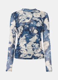 Batik Marble Gathered Mesh Top