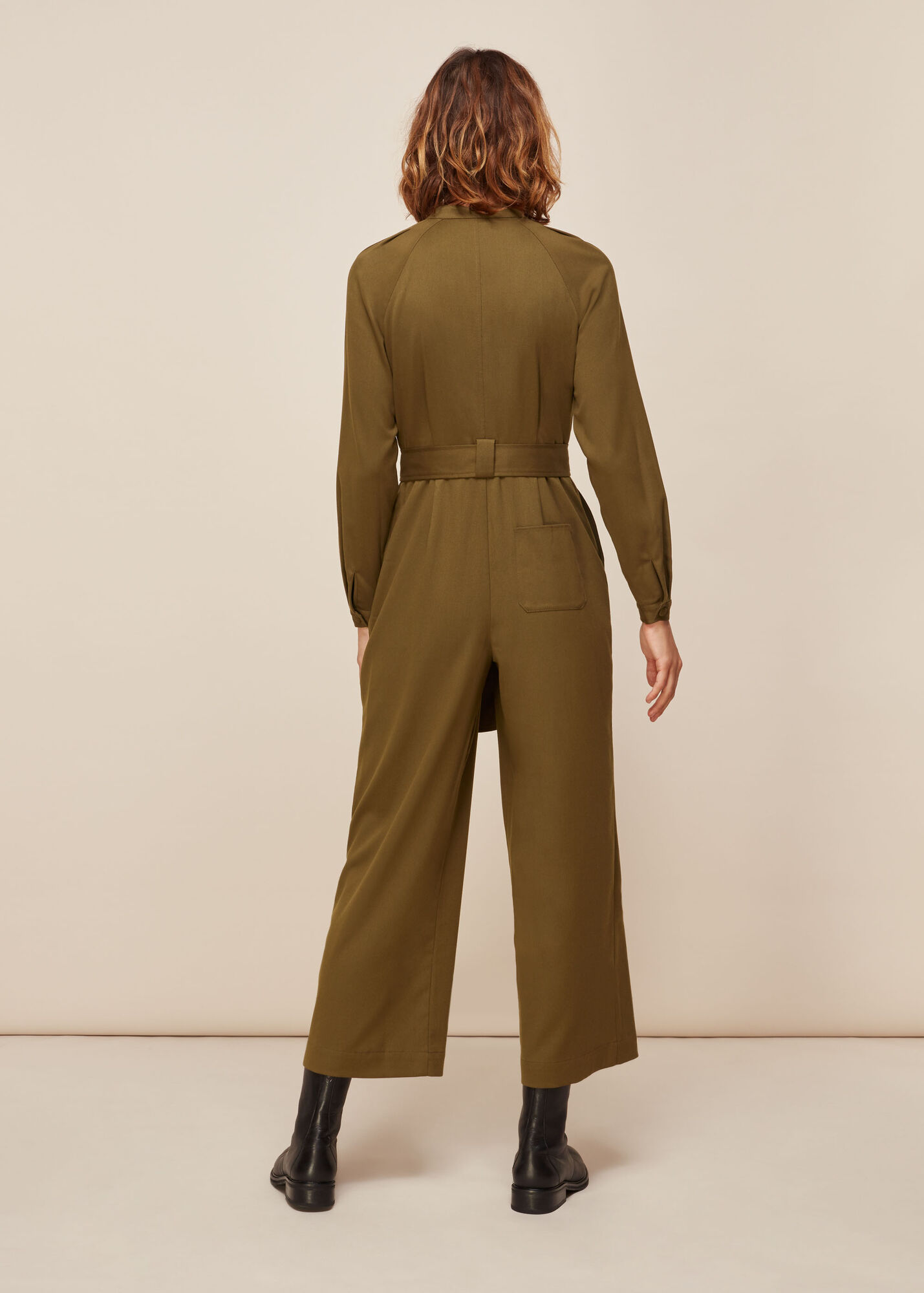 Olive Tie Front Jumpsuit WHISTLES