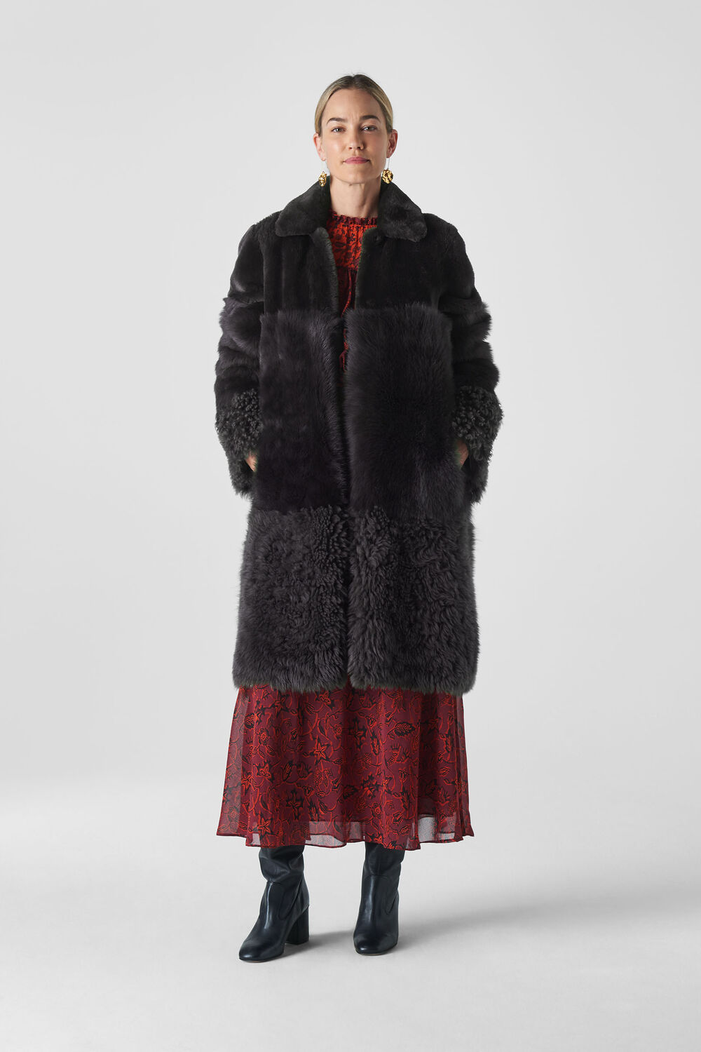 Cosma Shearling Coat Grey
