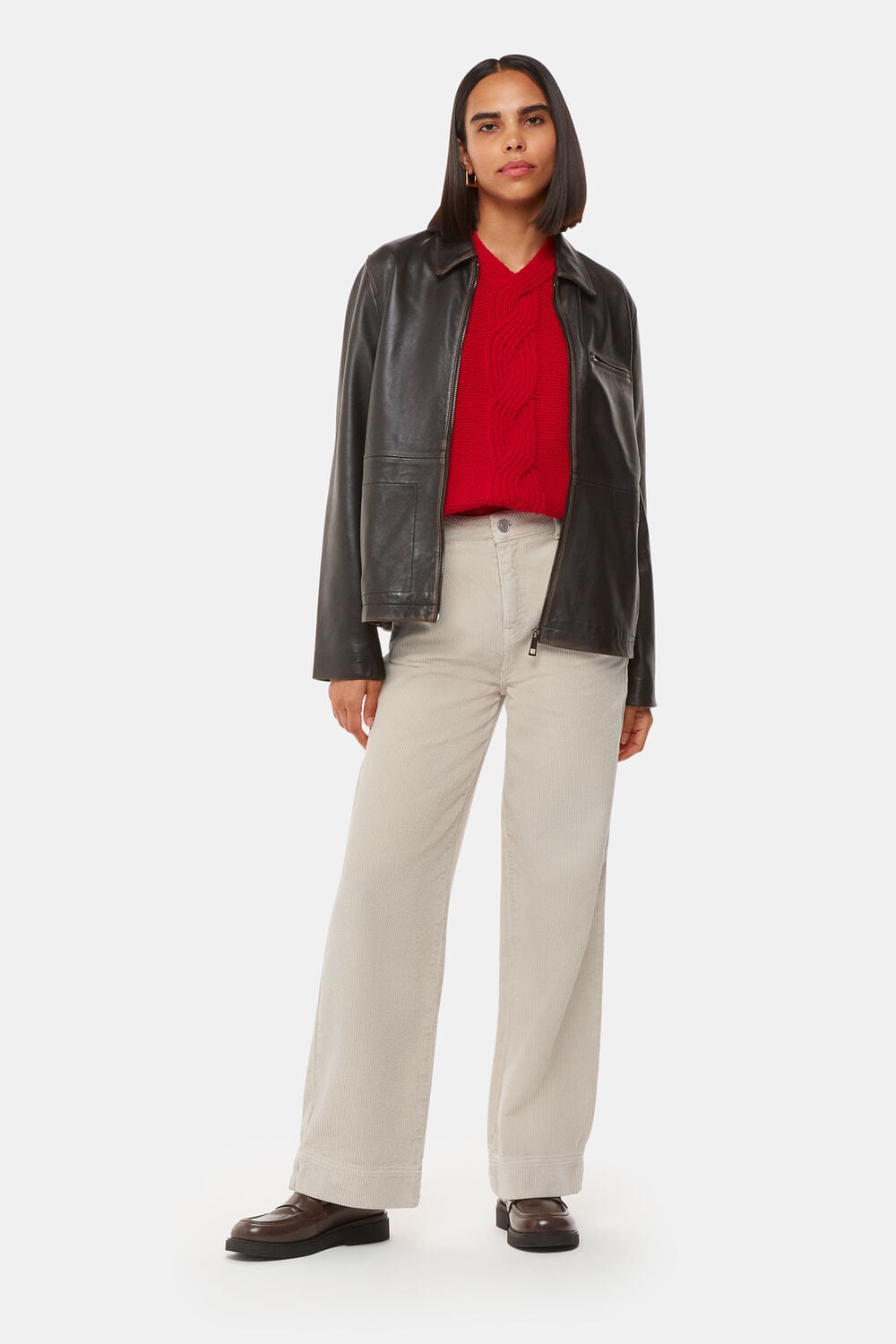Cream Wide Leg Cord Jean