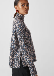 Jungle Cat Wool Funnel Neck