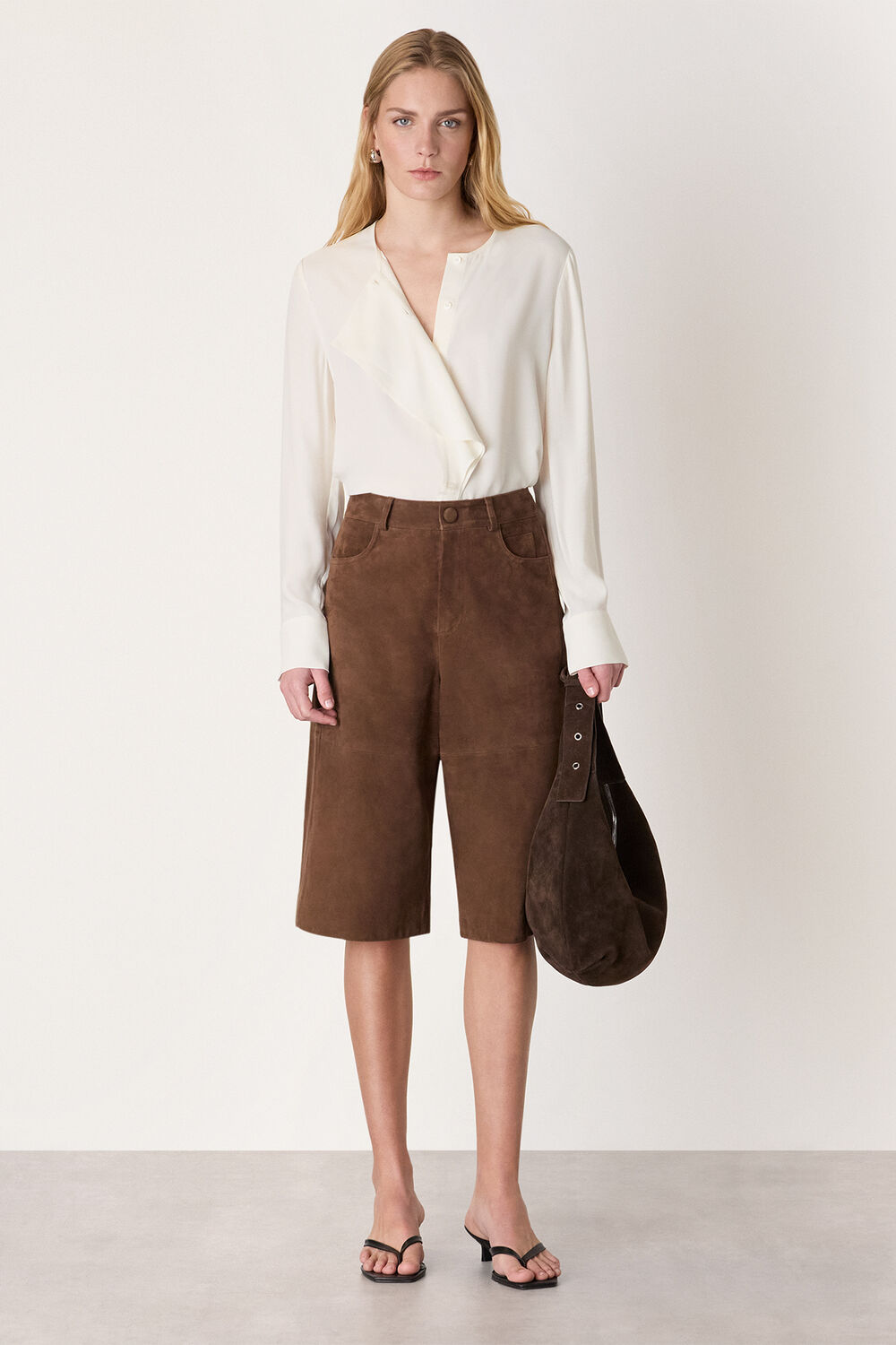 Ivory Draped Ruffle Feminine Blouse