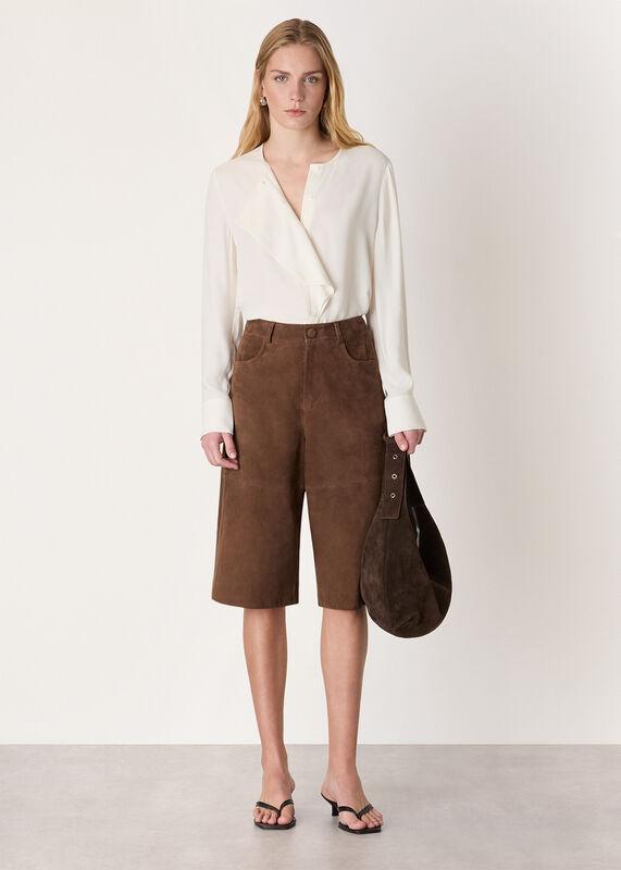 Ivory Draped Ruffle Feminine Blouse