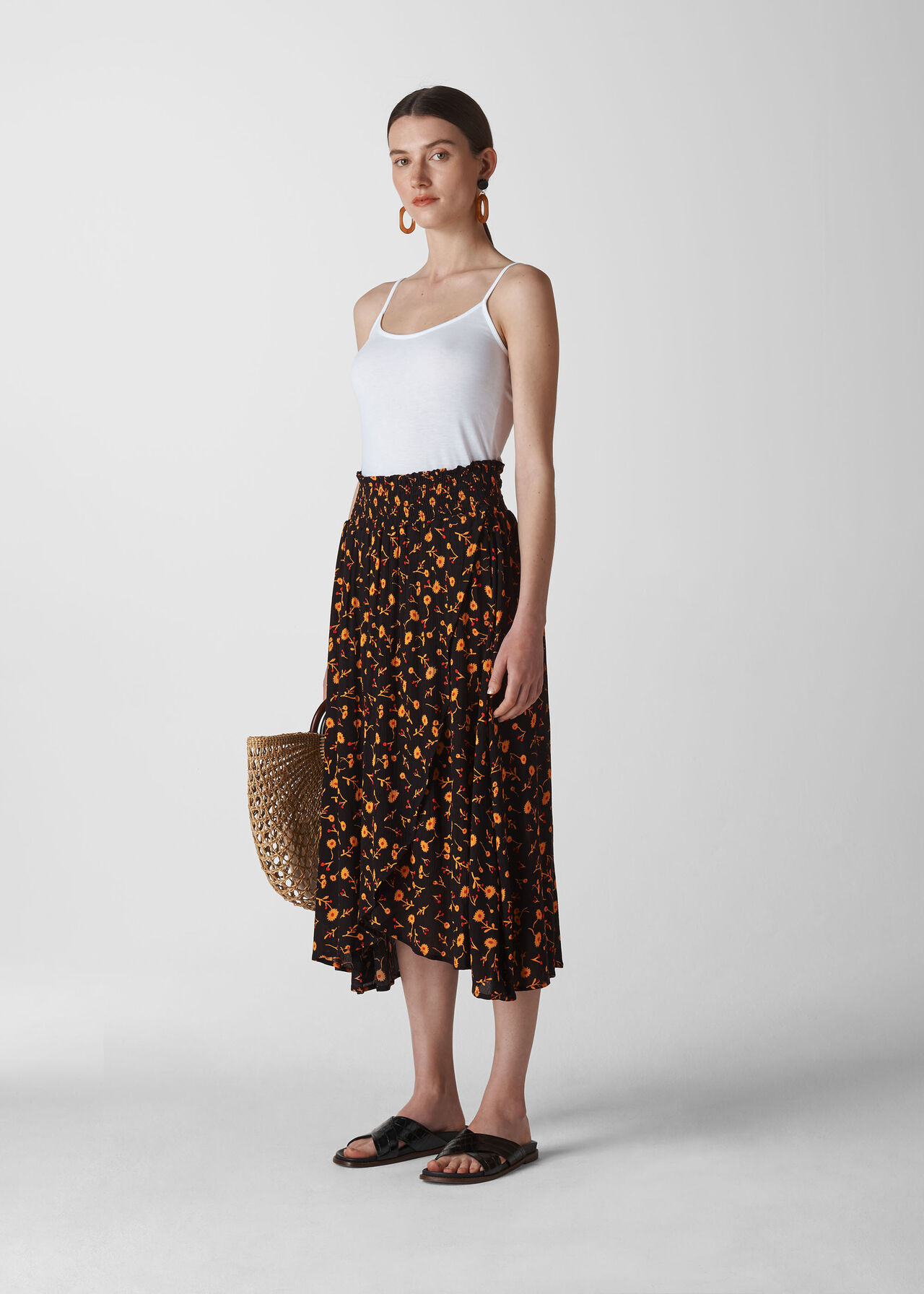 Aster Floral Wrap Skirt Black/Multi
