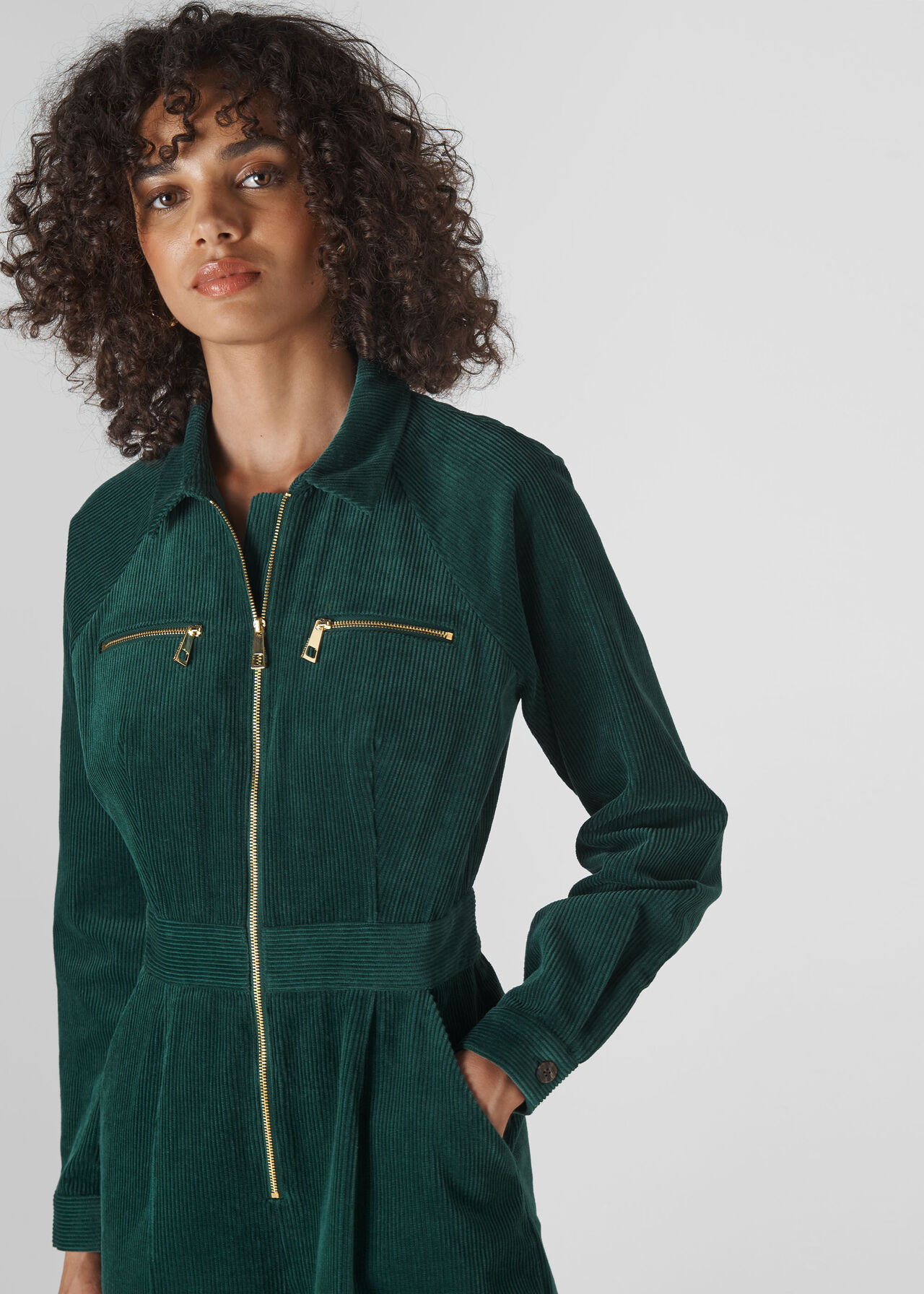 Corduroy Jumpsuit Dark Green