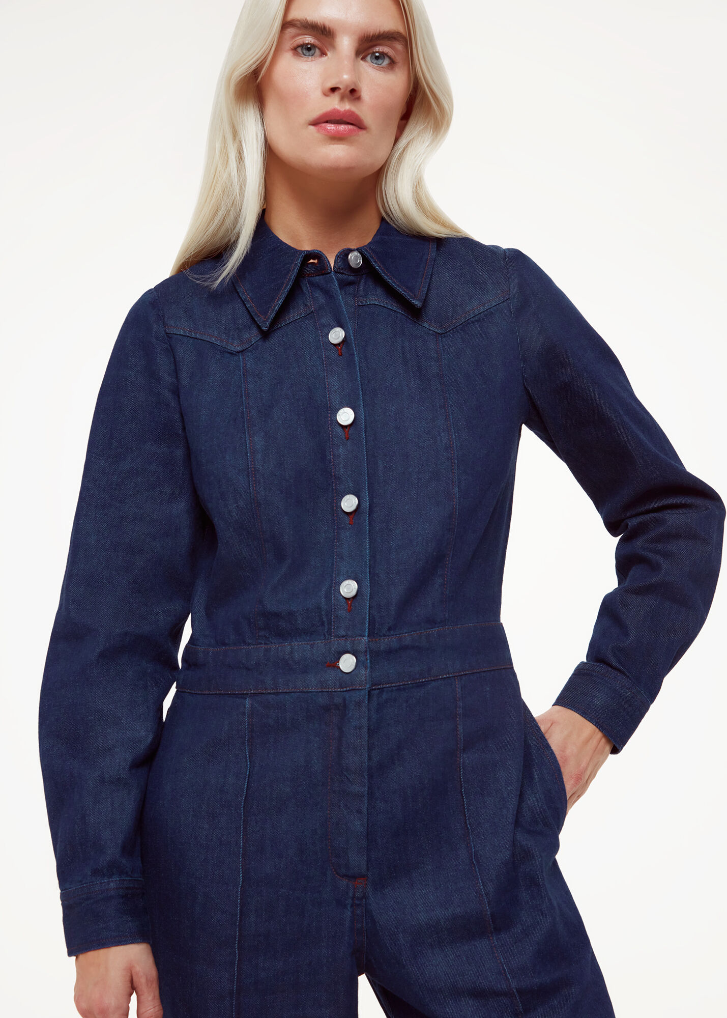 High Waist Denim Jumpsuit