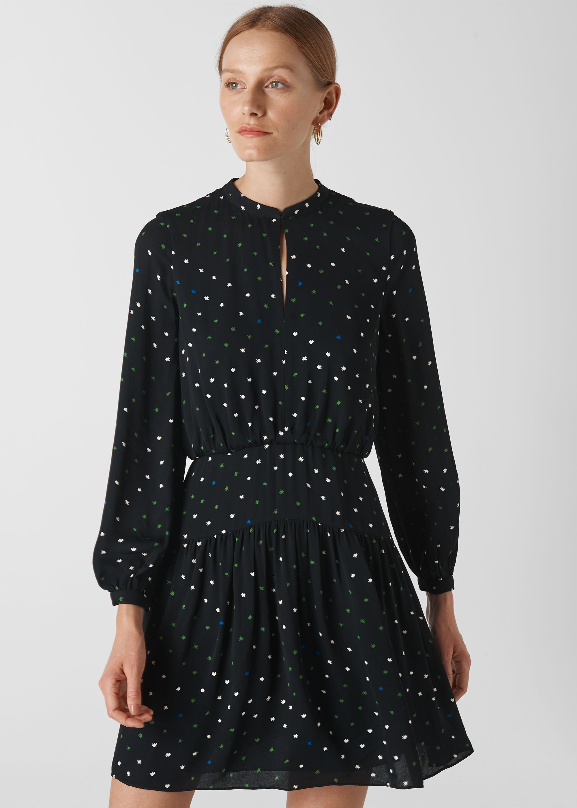 Black star store print dress
