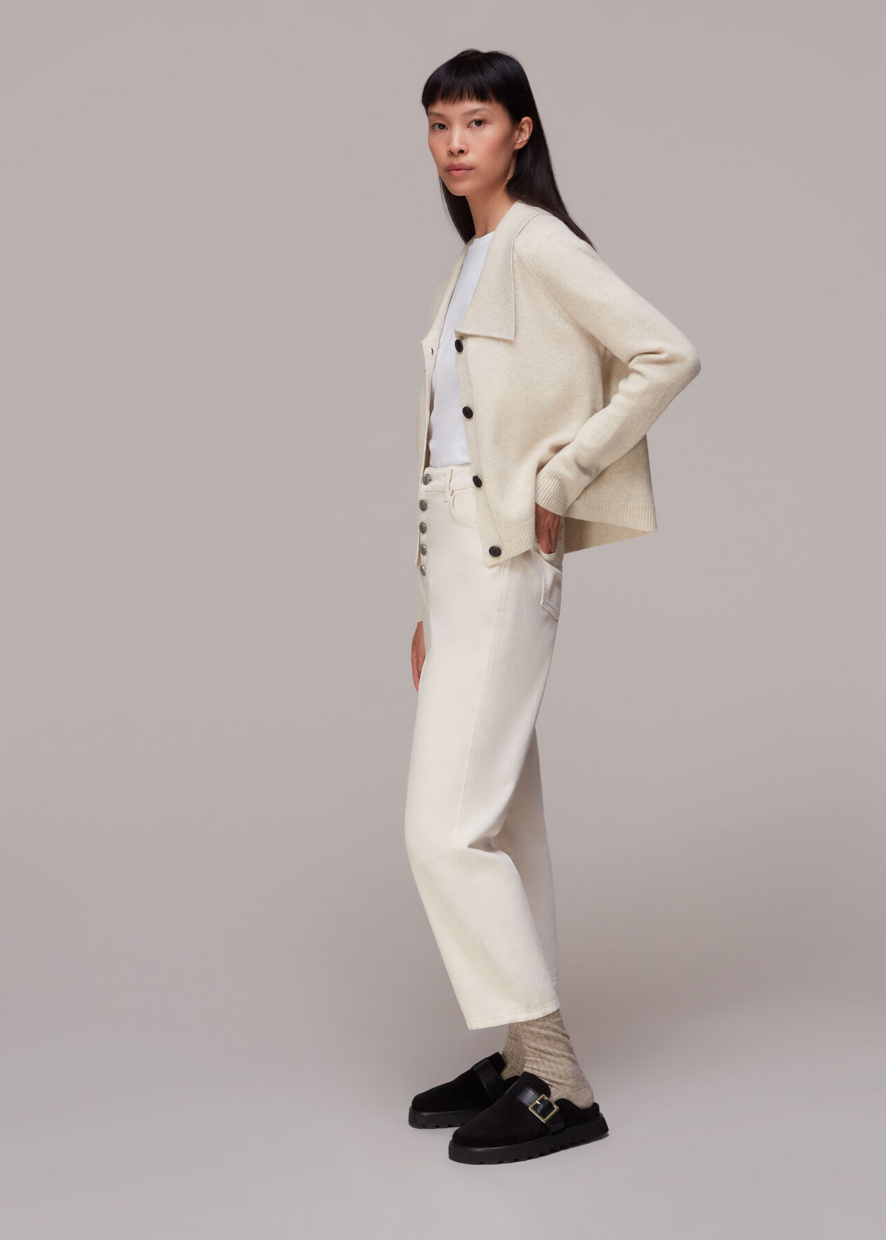 Collar Detail Wool Cardigan