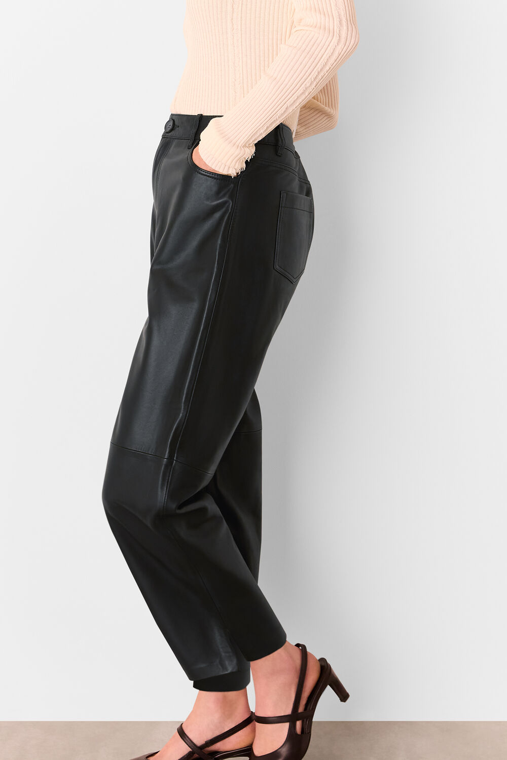 Leather Barrel Leg Trouser