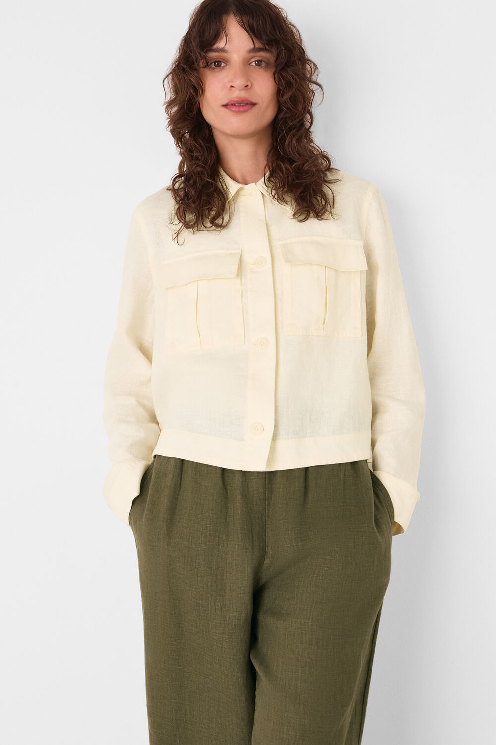 Ivory Abby Linen Casual Jacket