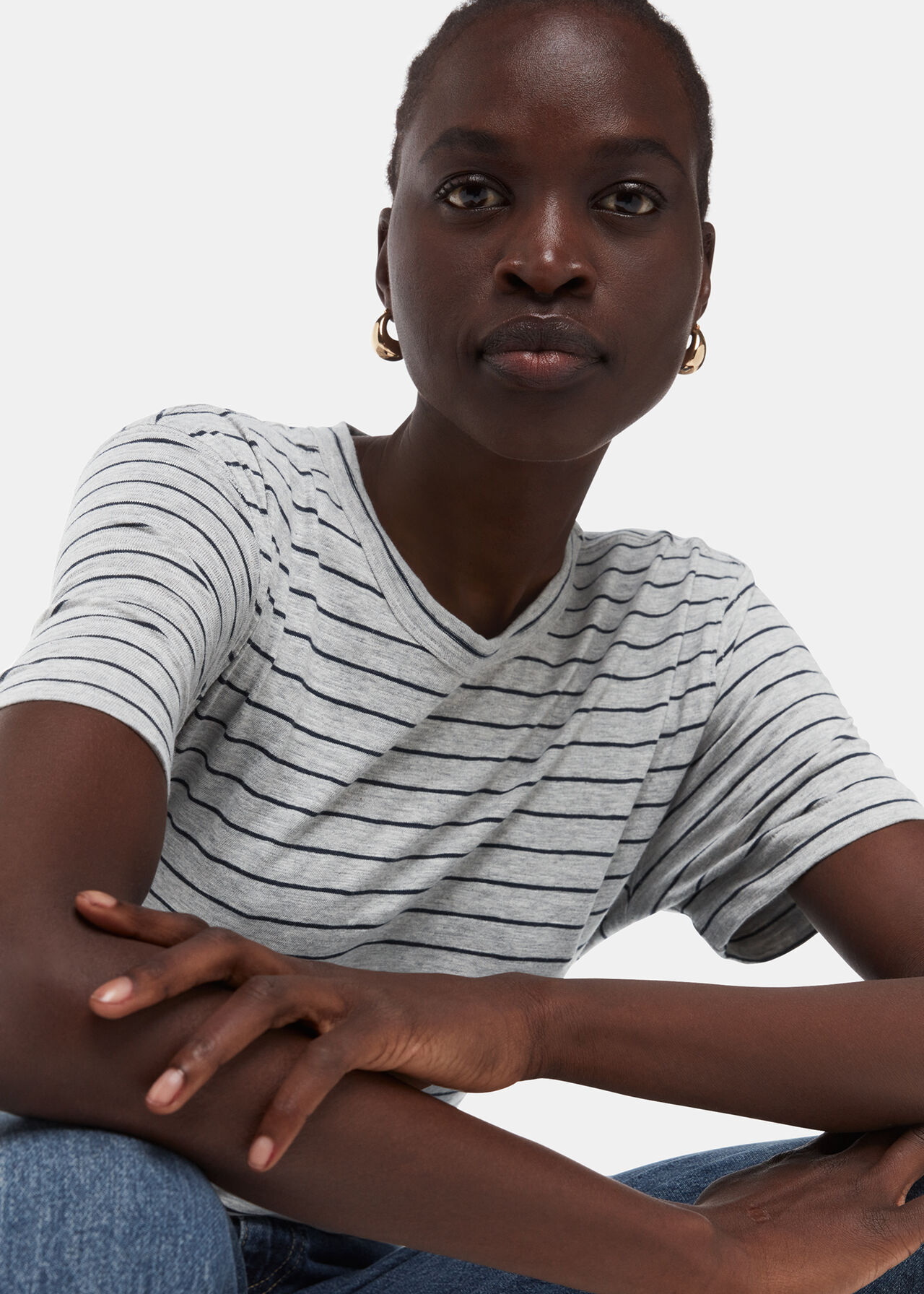 Grey/Multi Emily Ultimate Stripe TShirt WHISTLES Whistles US