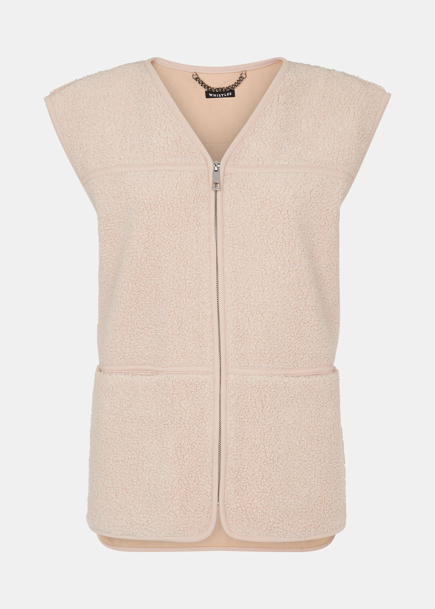 Cream Fleece Zip-Up Gilet with a V-Neck | Whistles | Whistles US |