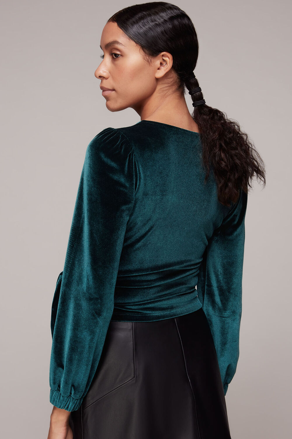 Velvet V Neck Wrap Top