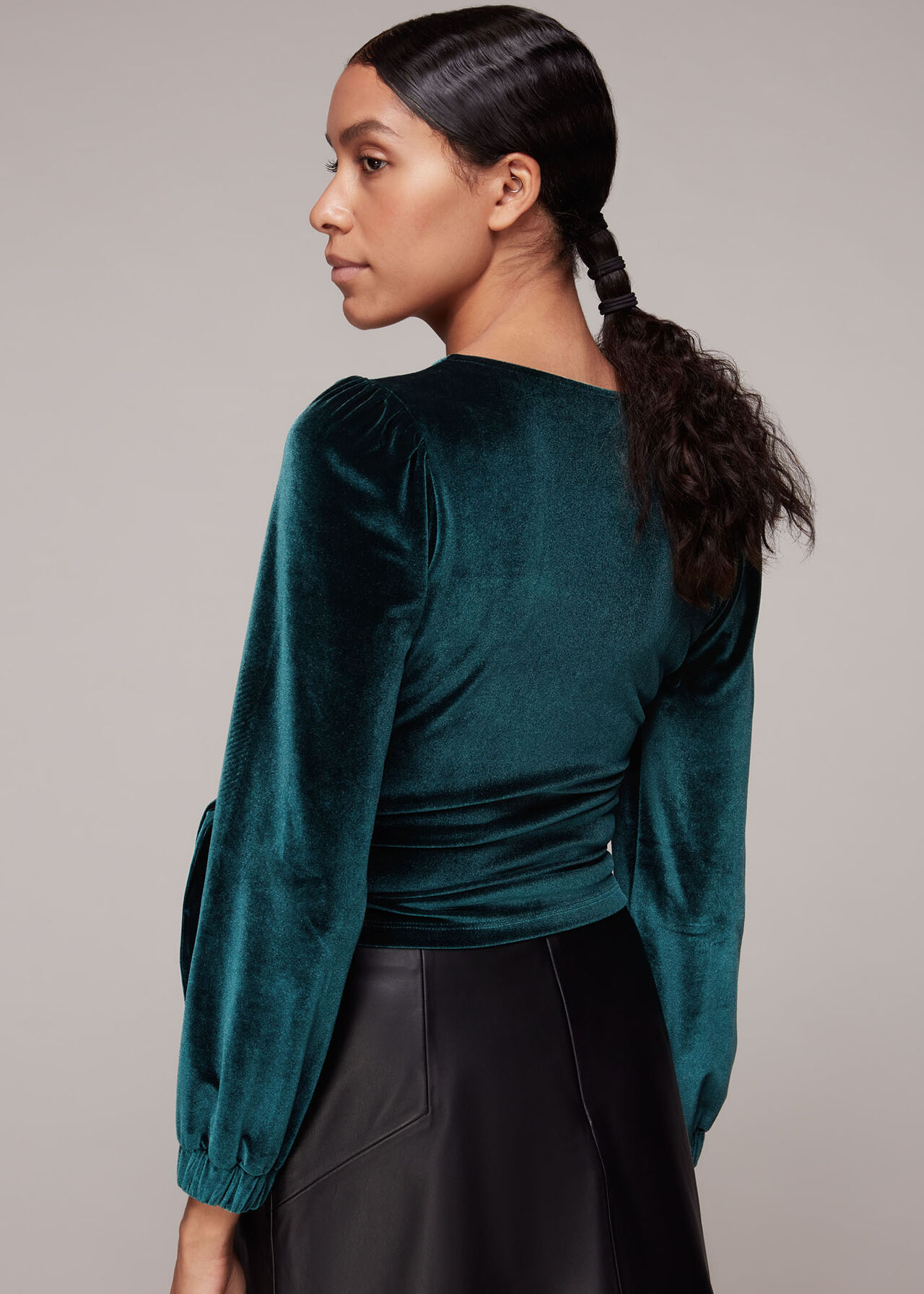 Velvet V Neck Wrap Top