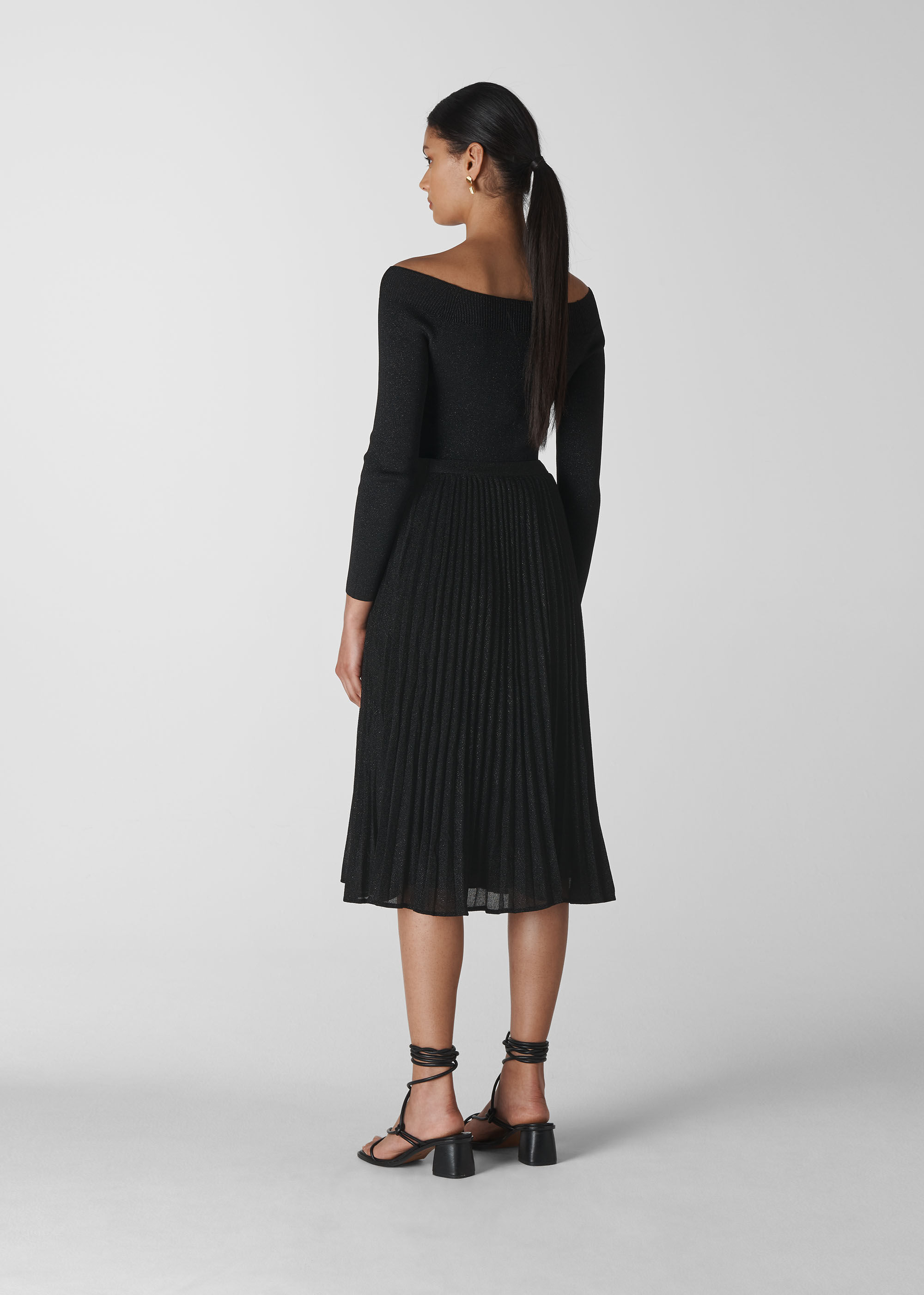 Whistles metallic pleated skirt top