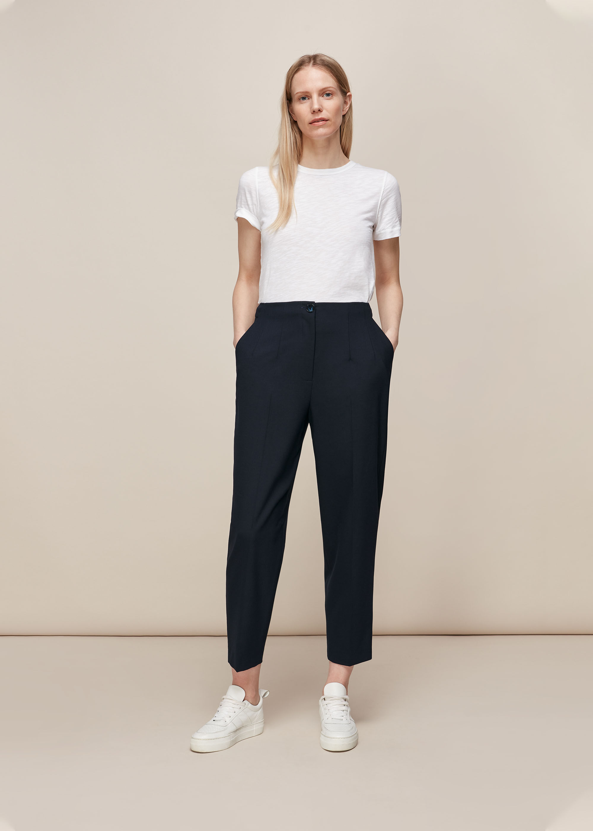 High waisted sales tapered trousers