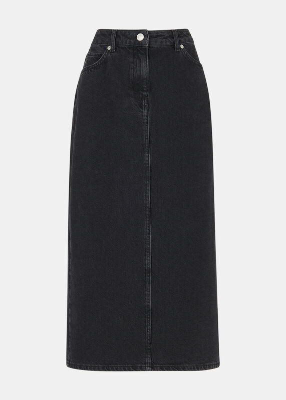 Straight Denim Midi Skirt