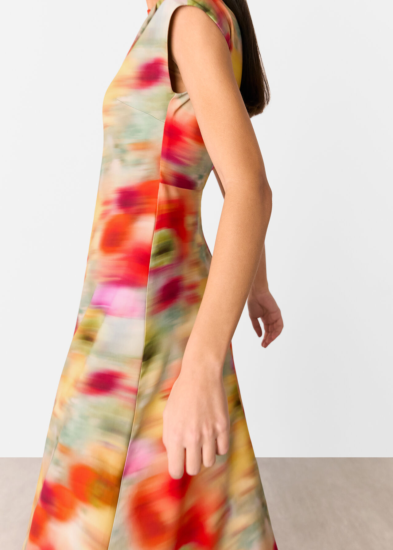 Photographic Flower Midi Dress