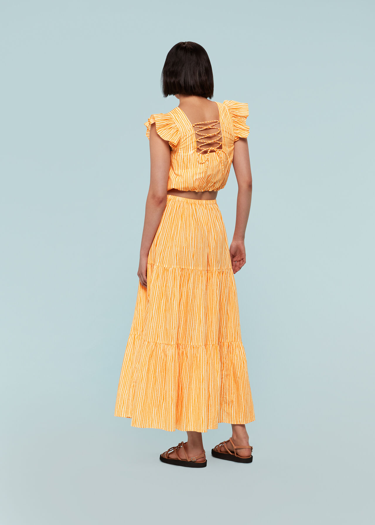 Chalk Stripe Tiered Skirt