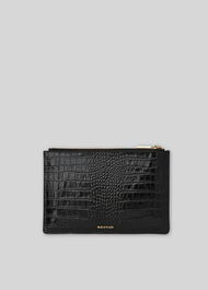 Shiny Croc Small Clutch Black