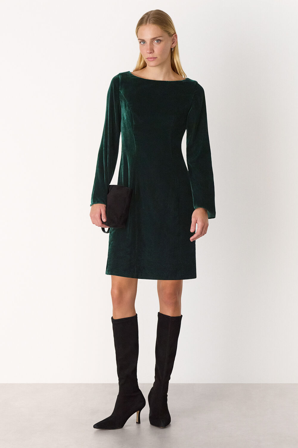 Velvet Flare Sleeve Dress