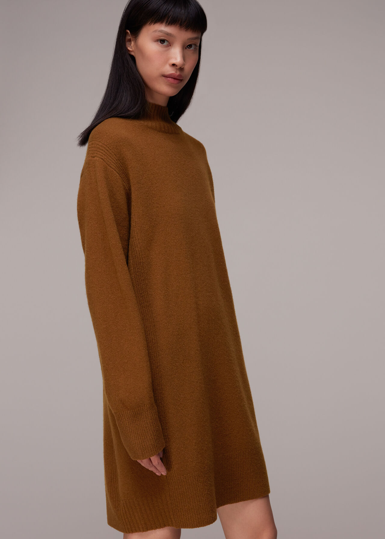 Funnel Neck Knitted Dress