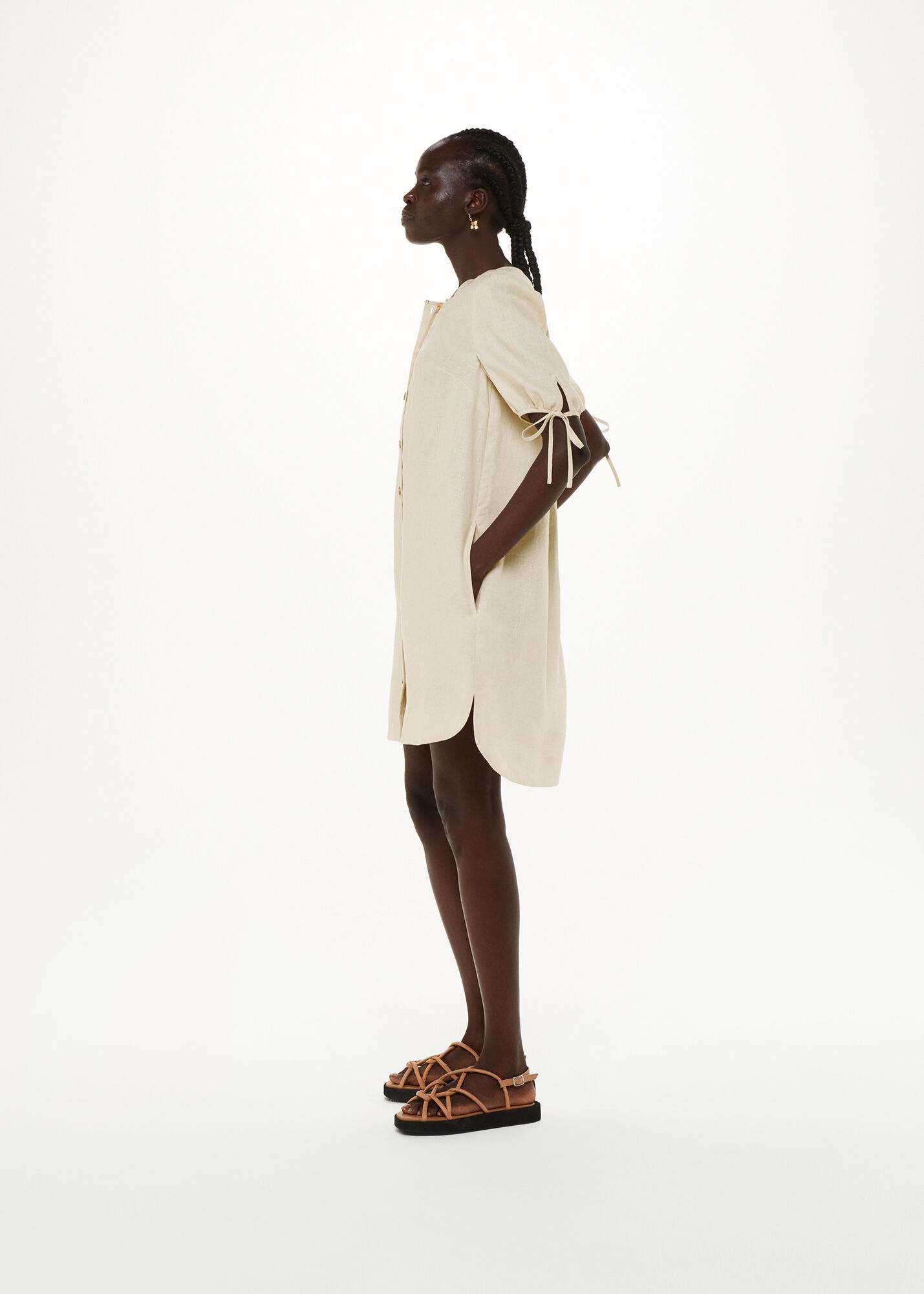 Whistles button store detail linen dress