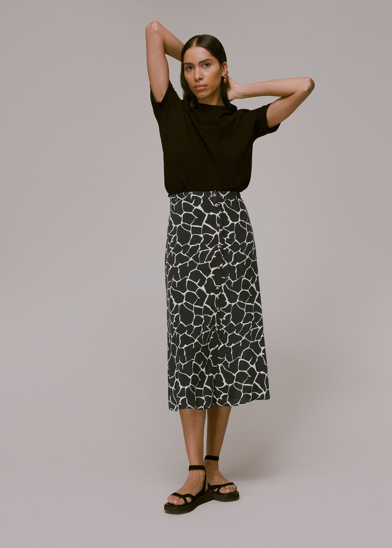 Giraffe Button Front Skirt