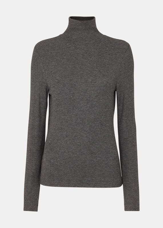 Dark Grey Essential Ribbed Turtleneck