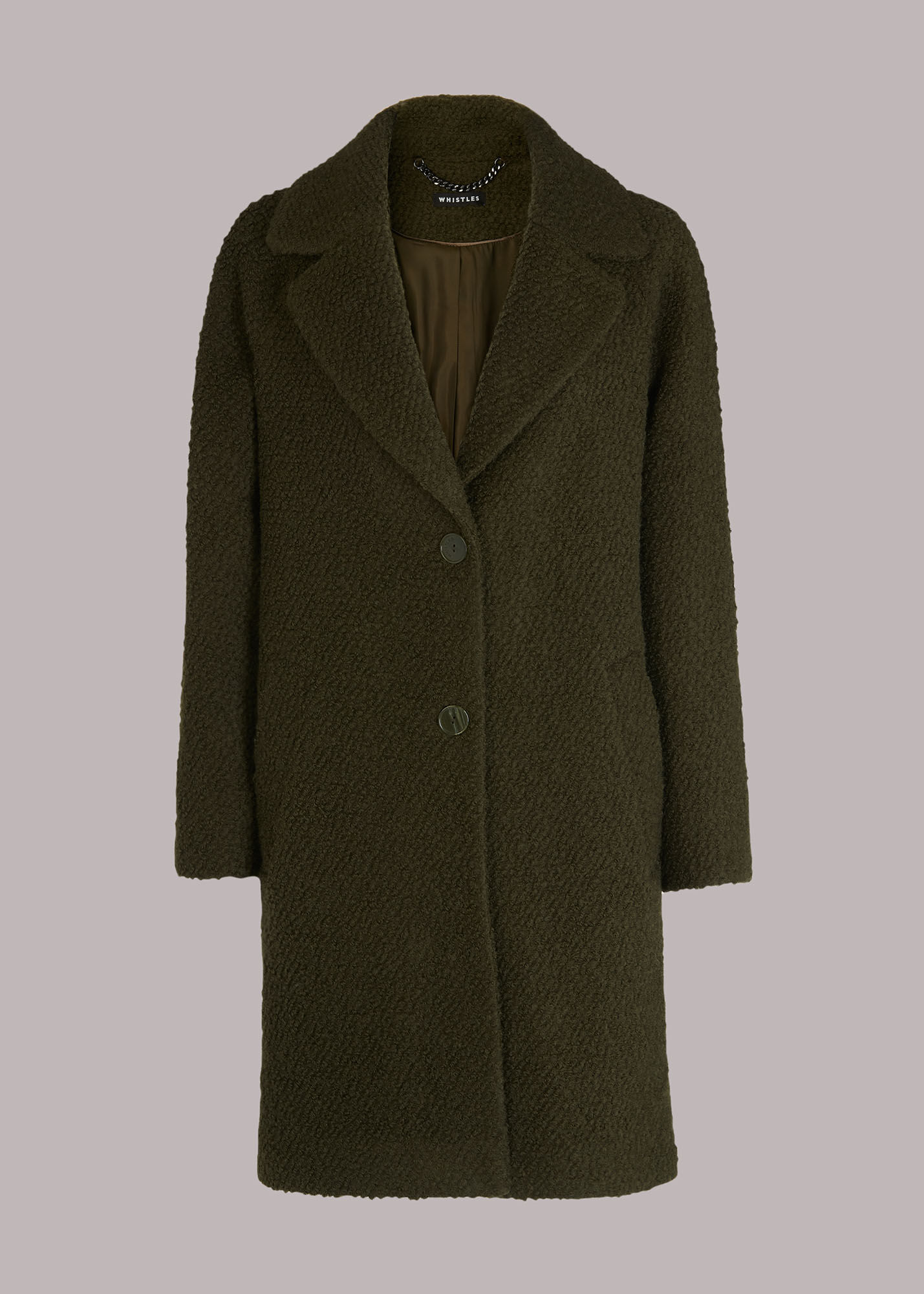 Khaki Daisy Boucle Casual Coat WHISTLES