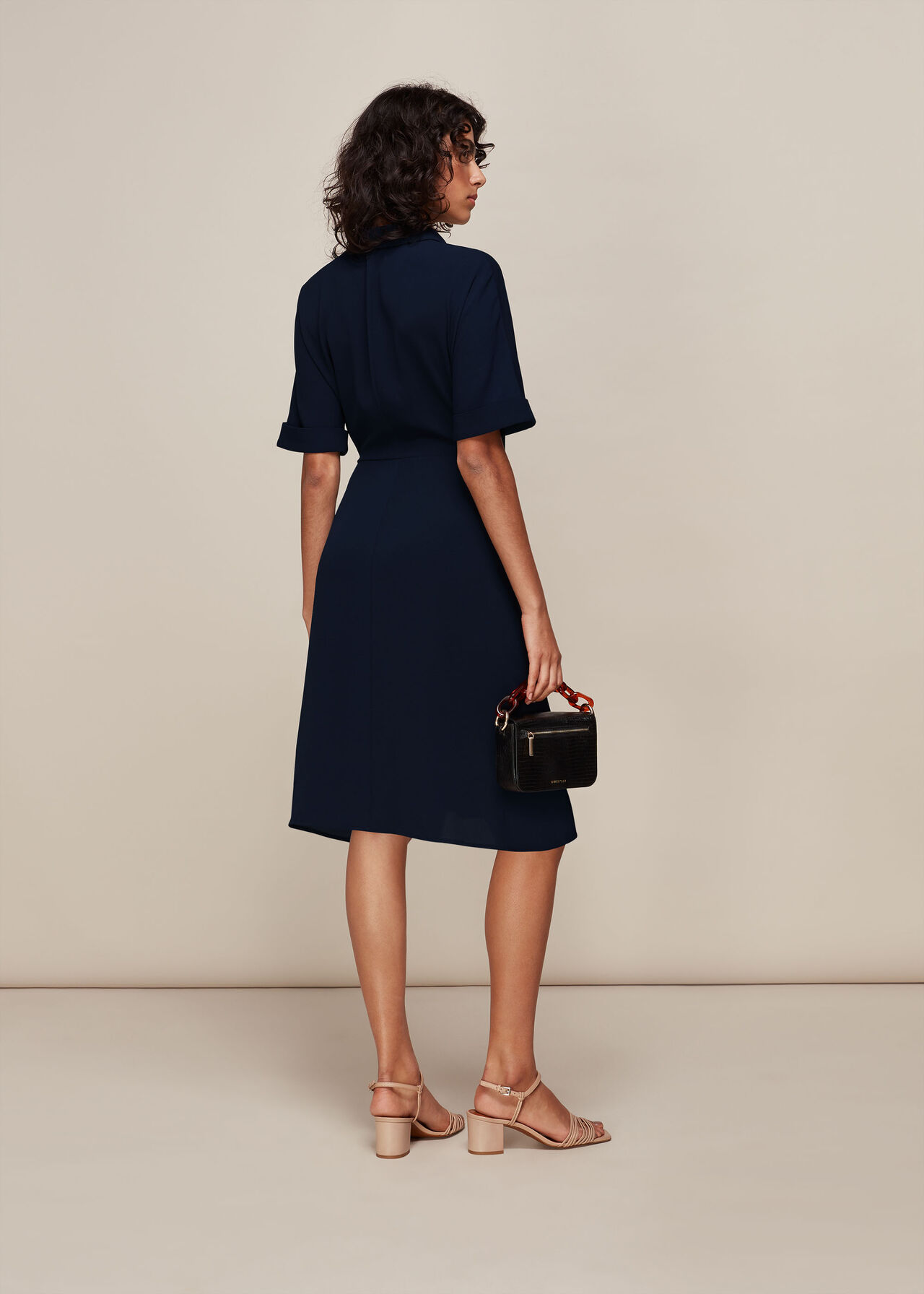 Dolly Tie Front Dress Navy