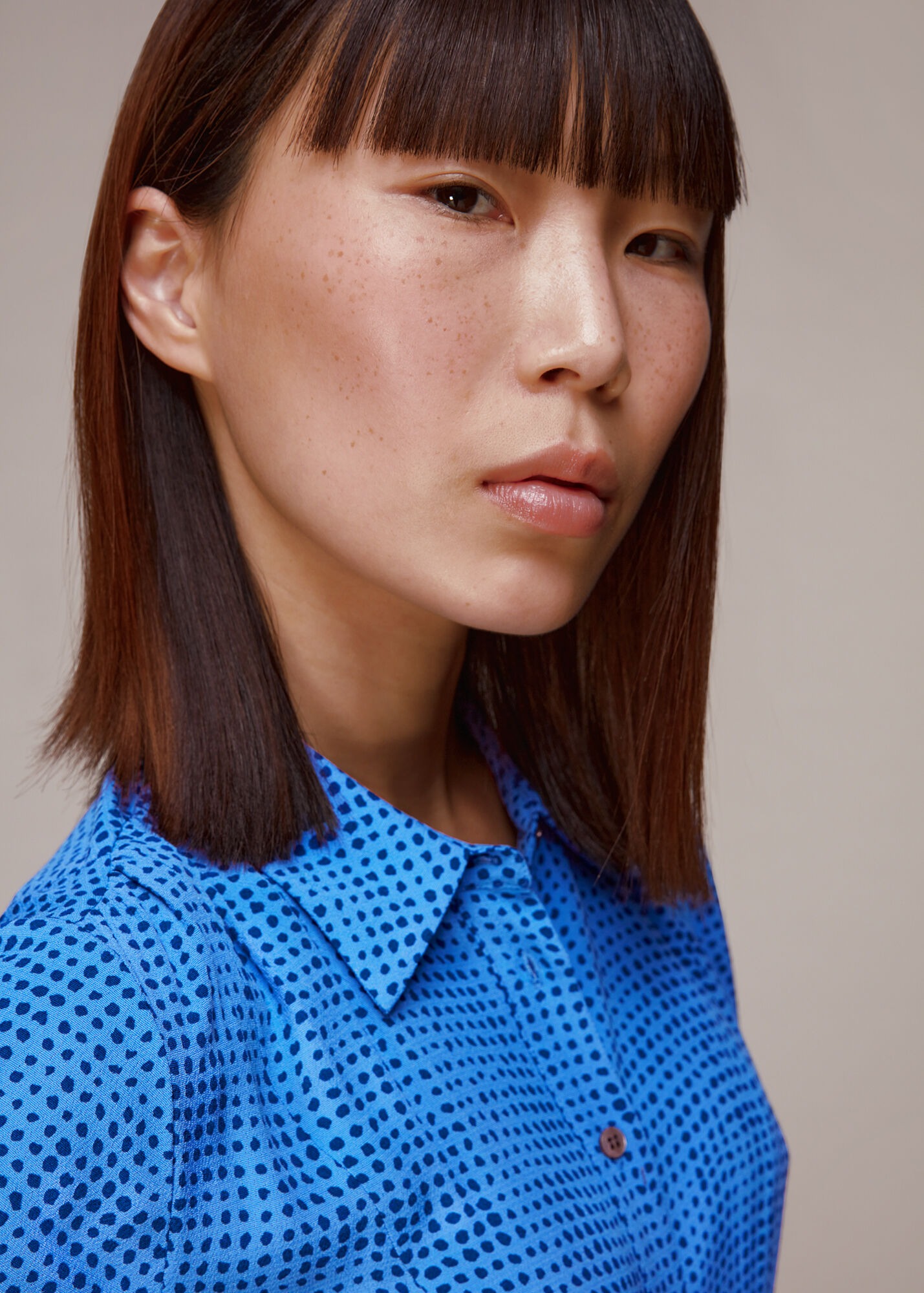 Blue/Multi Peri Spotted Check Shirt Dress WHISTLES