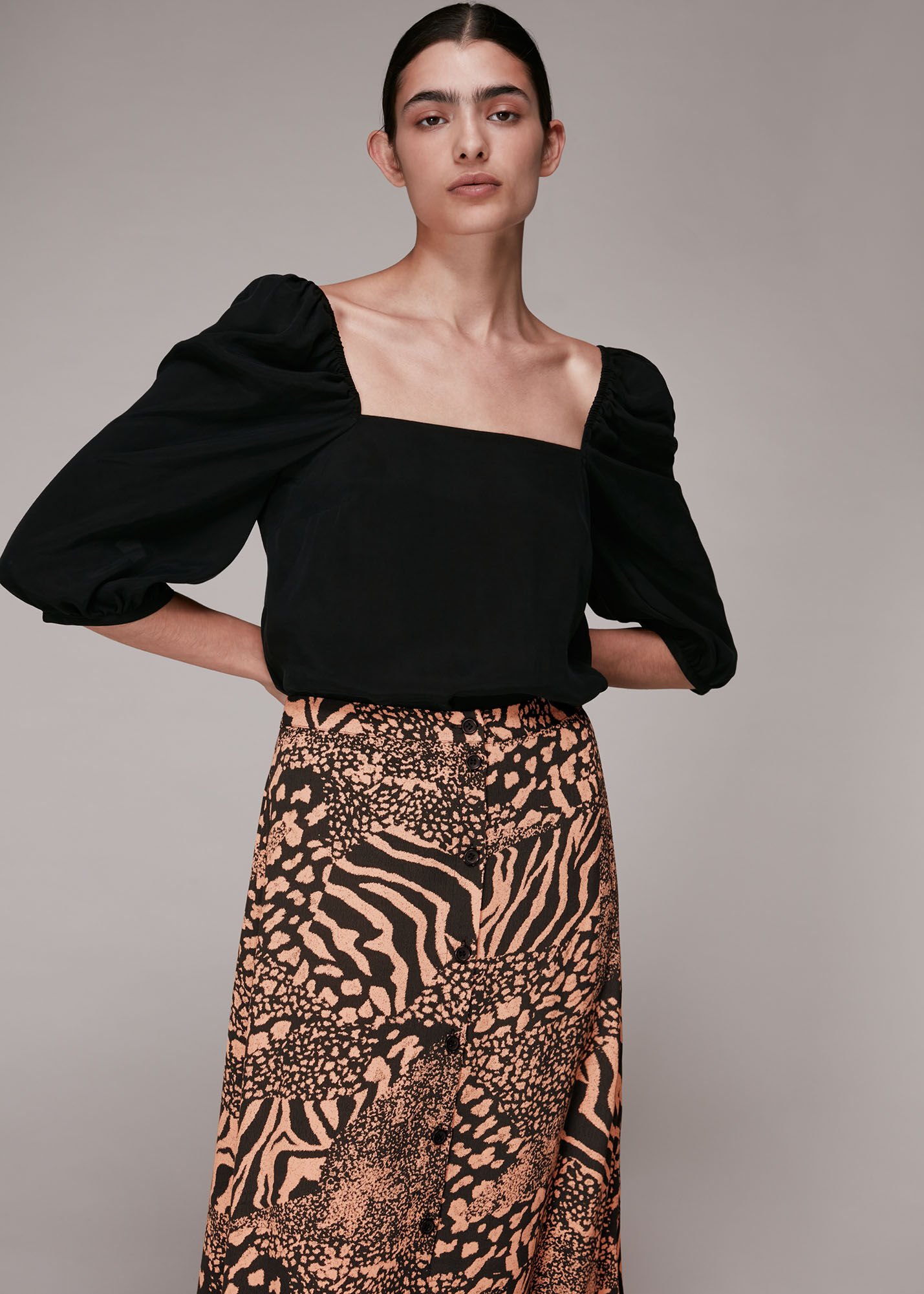 Animal print shop midi skirt quilt