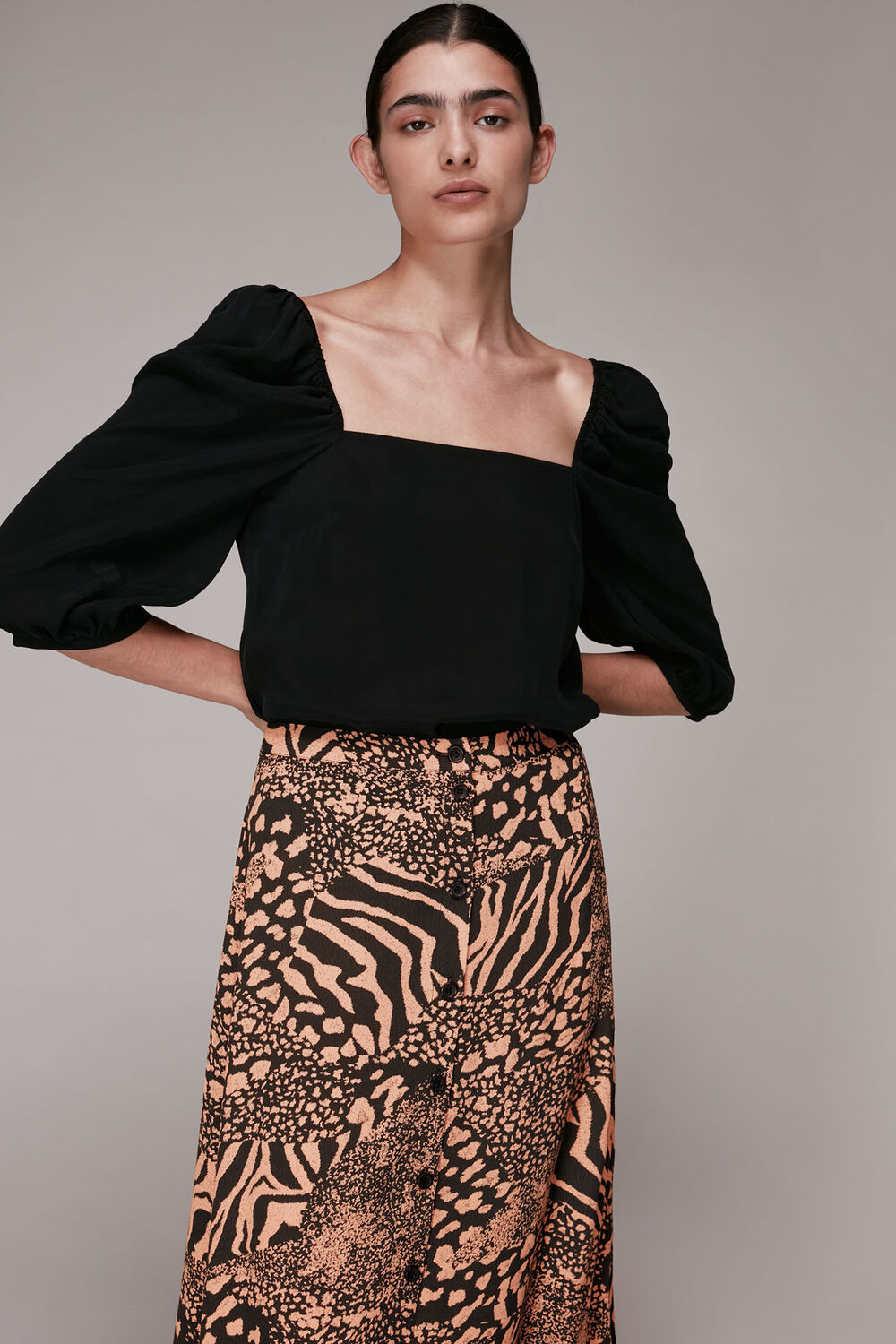 Patchwork Animal Button Skirt