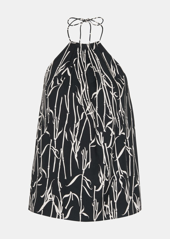 Black and White Bamboo Shoots Halterneck