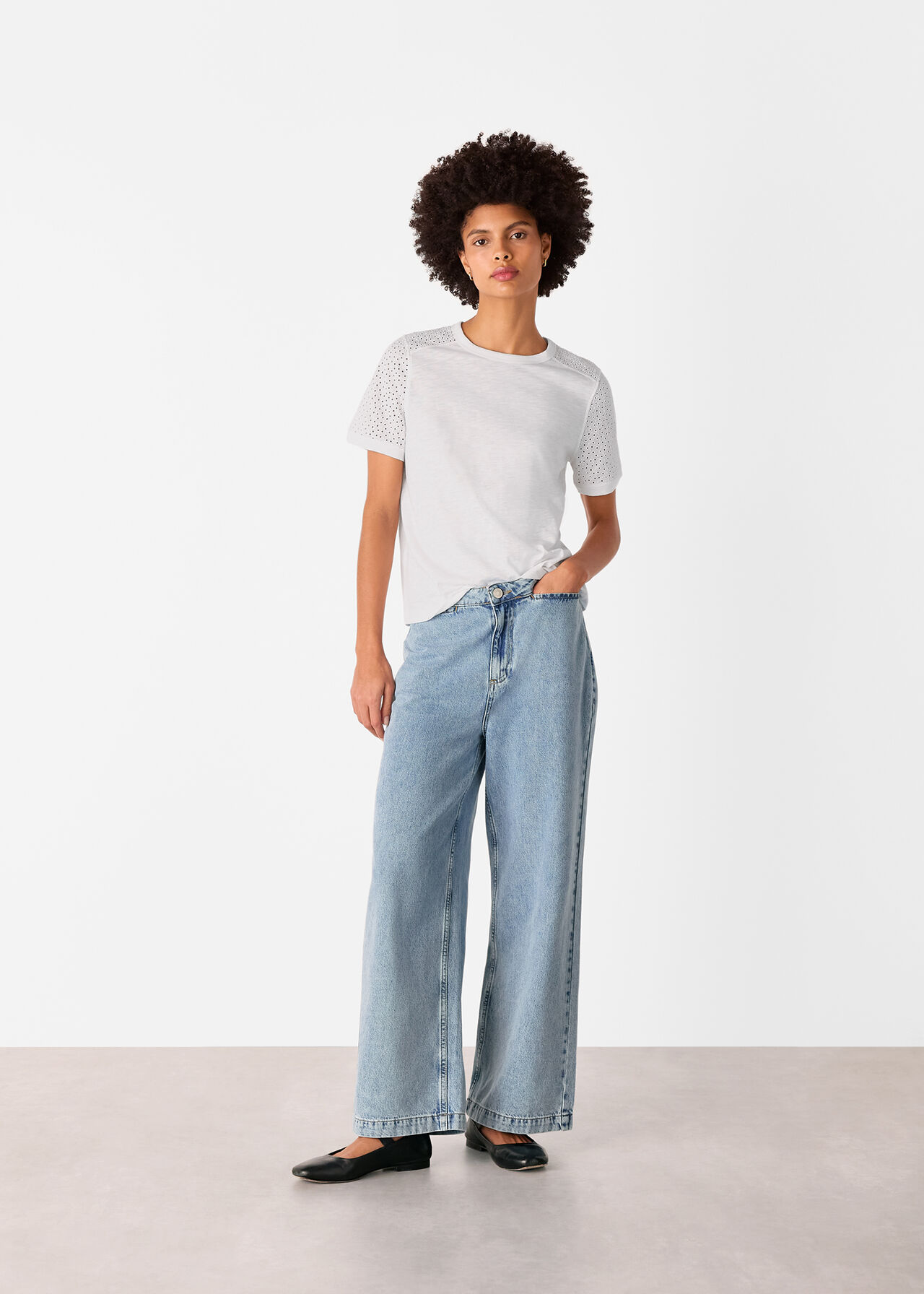 Broderie Sleeve Detail Tee