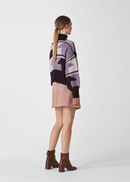 Intarsia Funnel Neck Sweater Multicolour