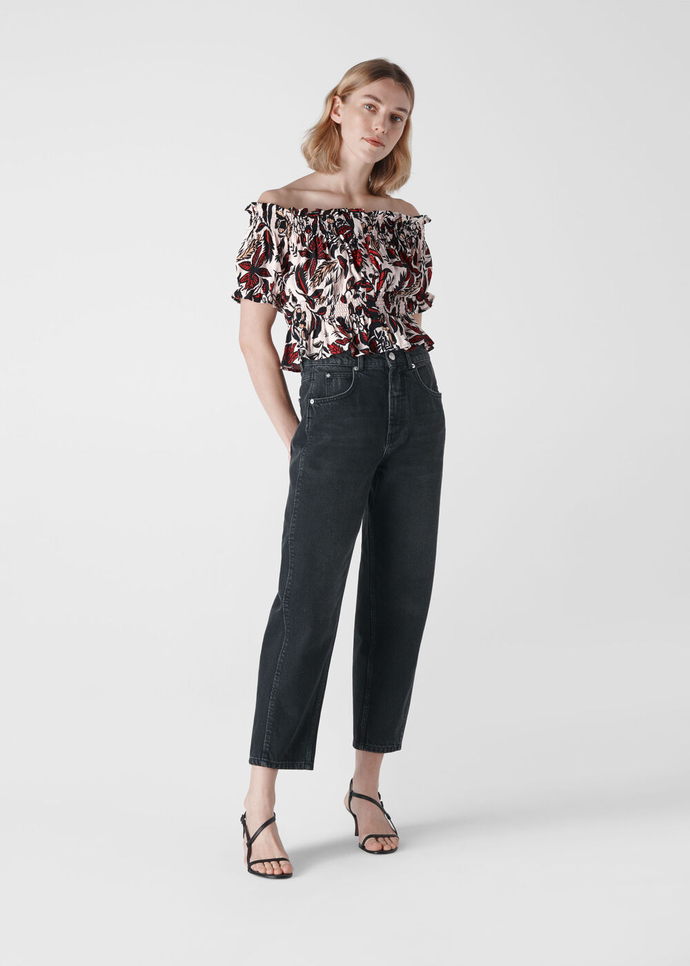 Assorted Leaves Bardot Top Multicolour