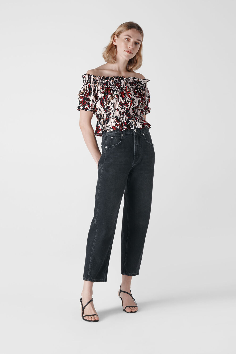 Assorted Leaves Bardot Top Multicolour