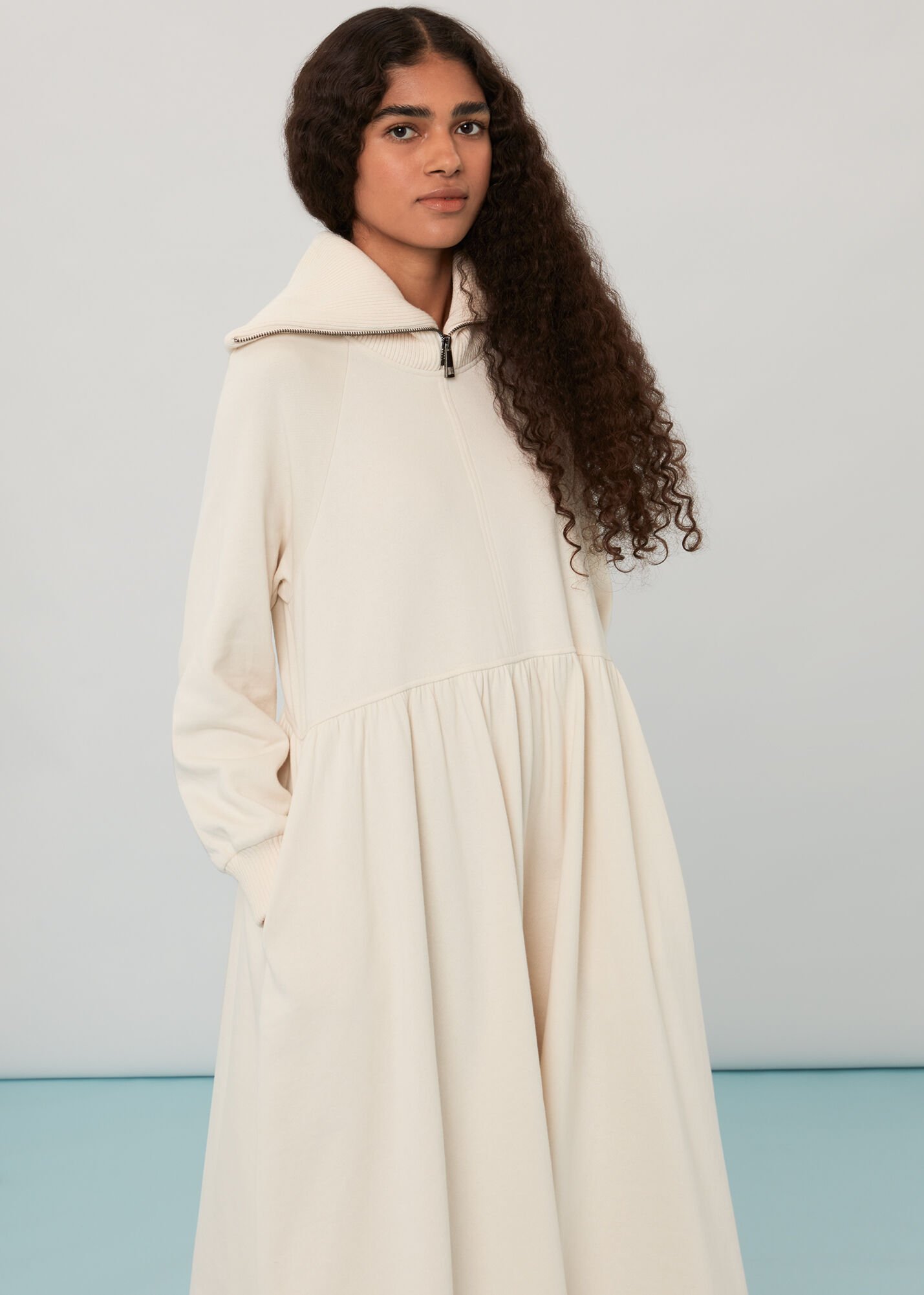 Ivory Lili Zip Sweatshirt Dress