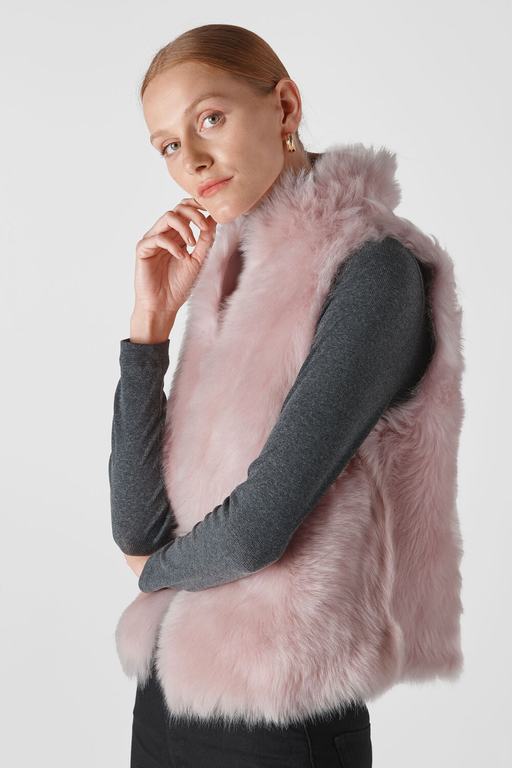 Toscana Sheepskin Gilet Pale Pink