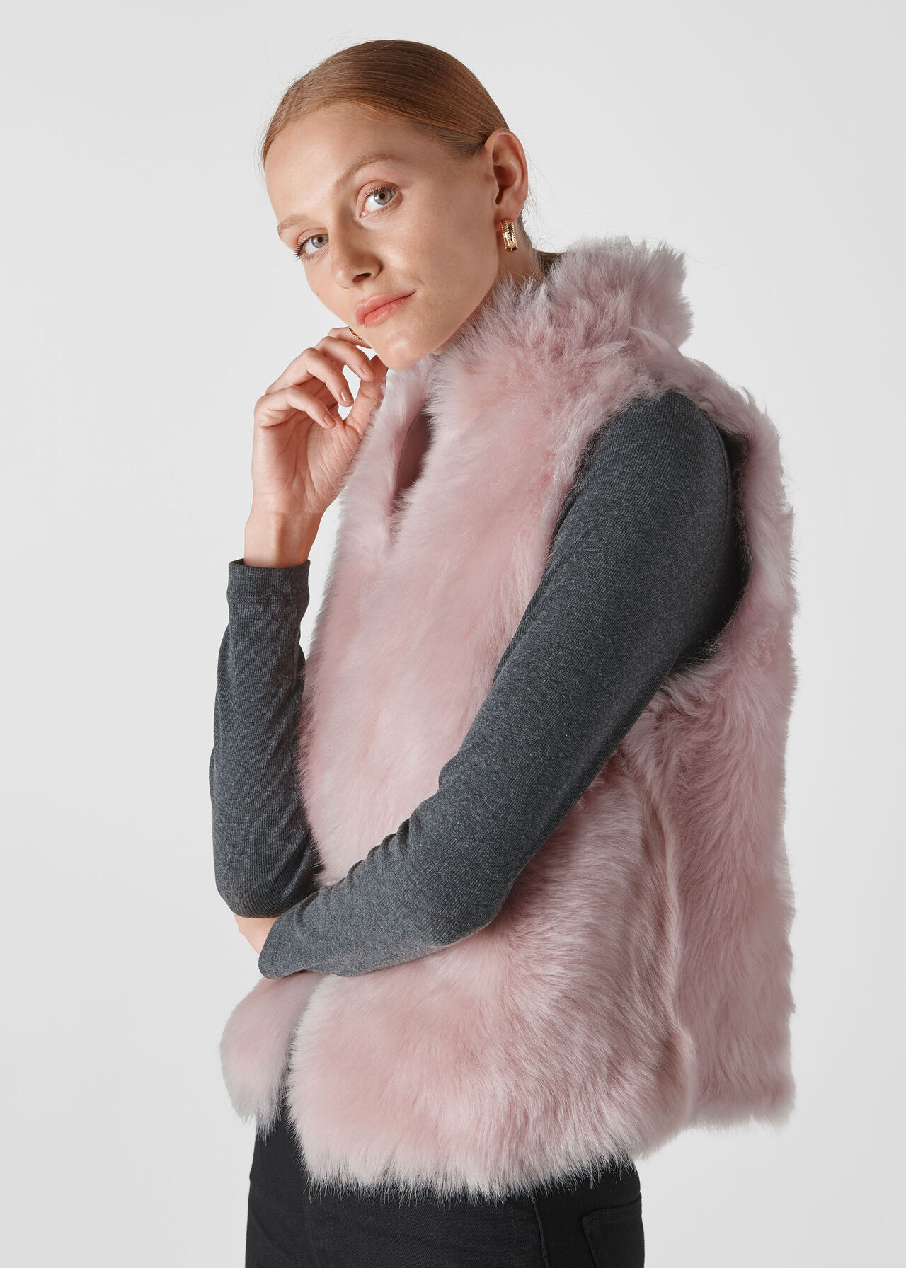 Toscana Sheepskin Gilet Pale Pink