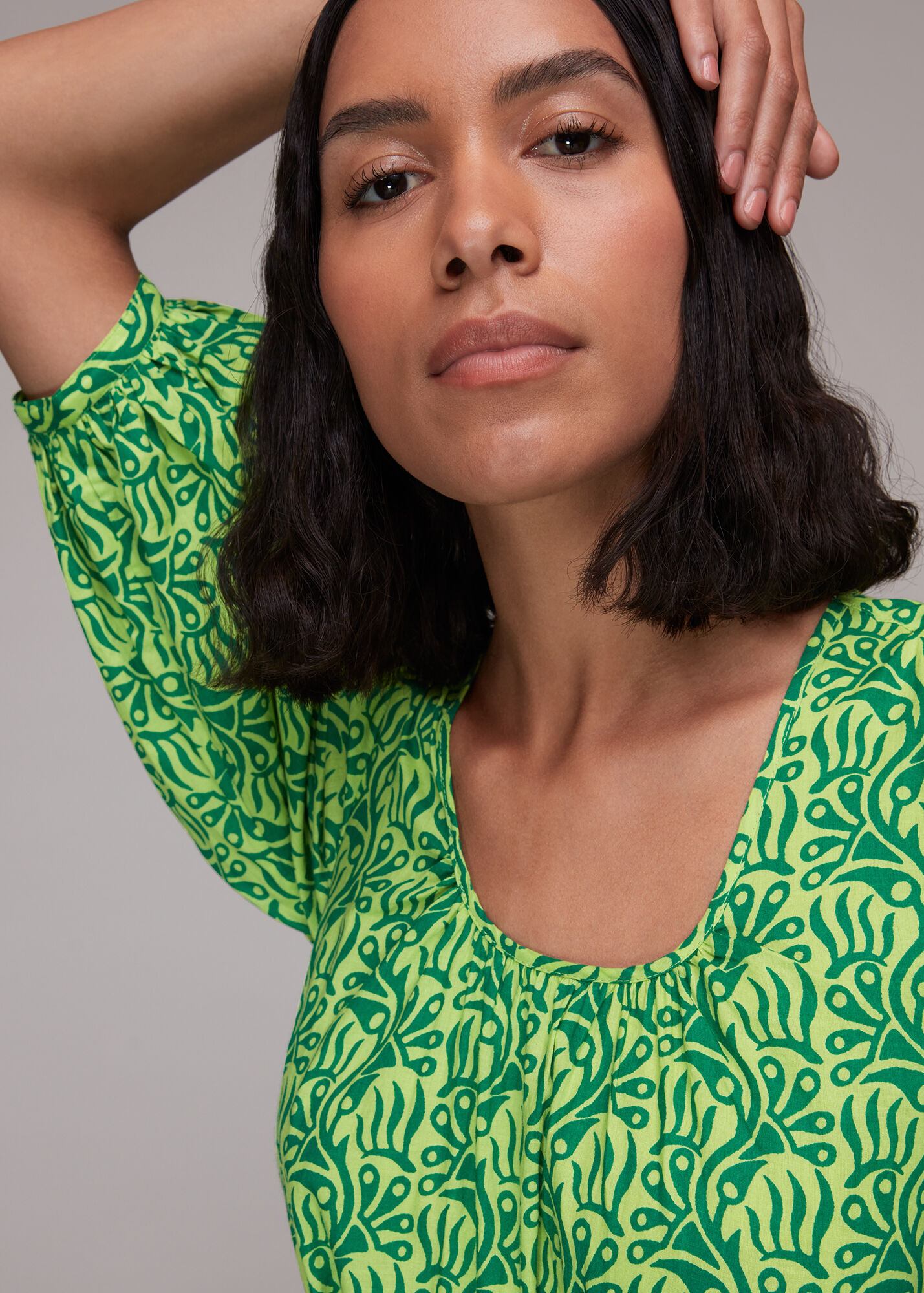 Green/Multi Climbing Vine Trapeze Dress WHISTLES