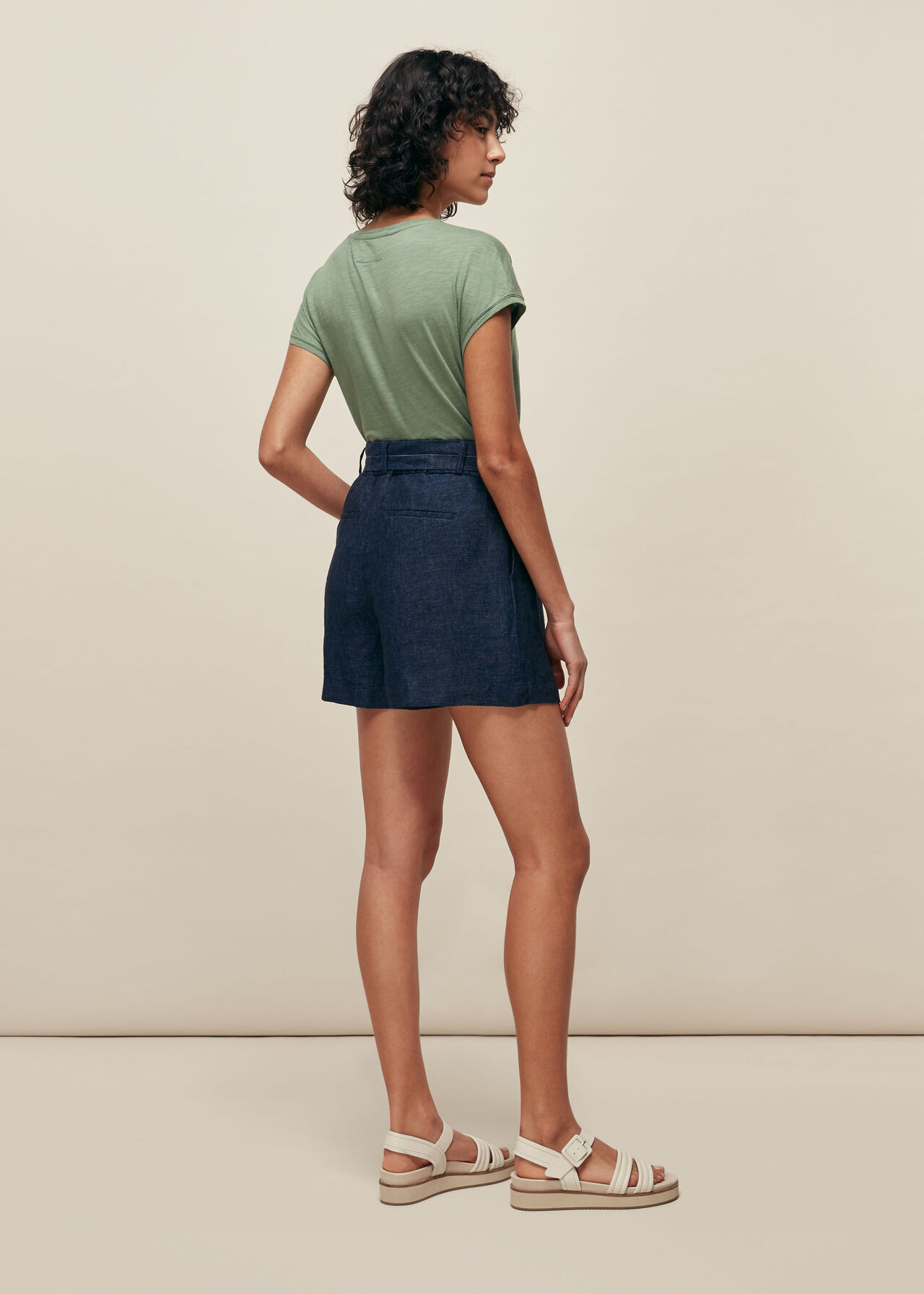 Indigo Linen Short