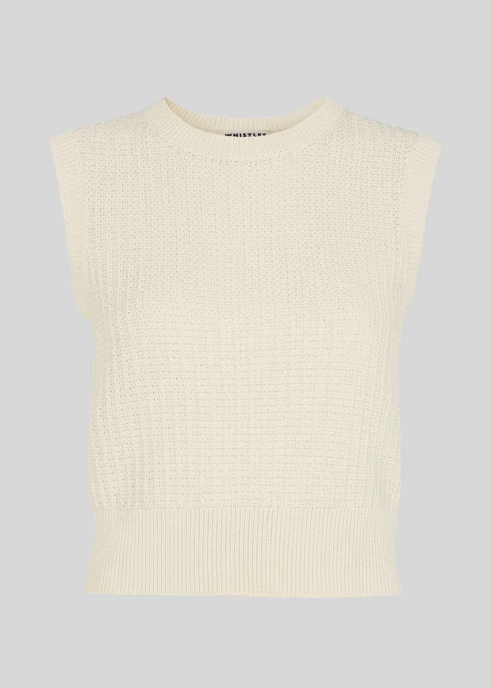Waffle Knitted Top Ivory/Multi