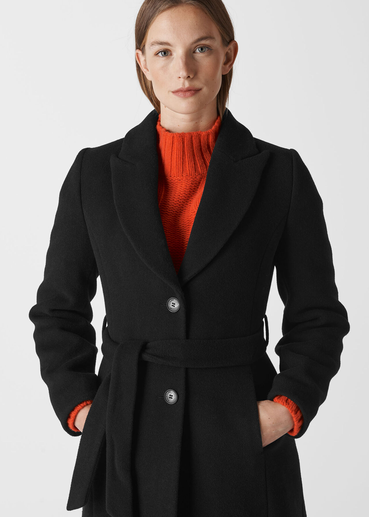 Black Penelope Belted Coat WHISTLES