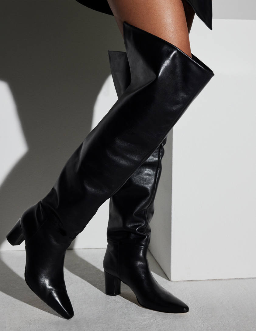 black heeled boot