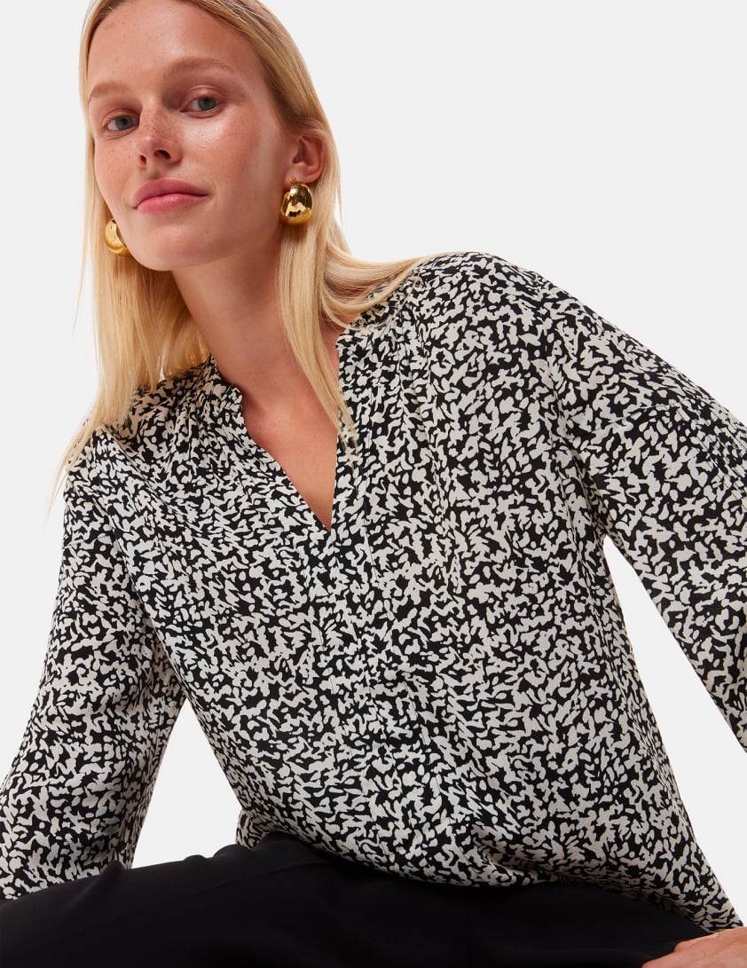 Whistles women’s black and white printed blouse – shop sale tops.