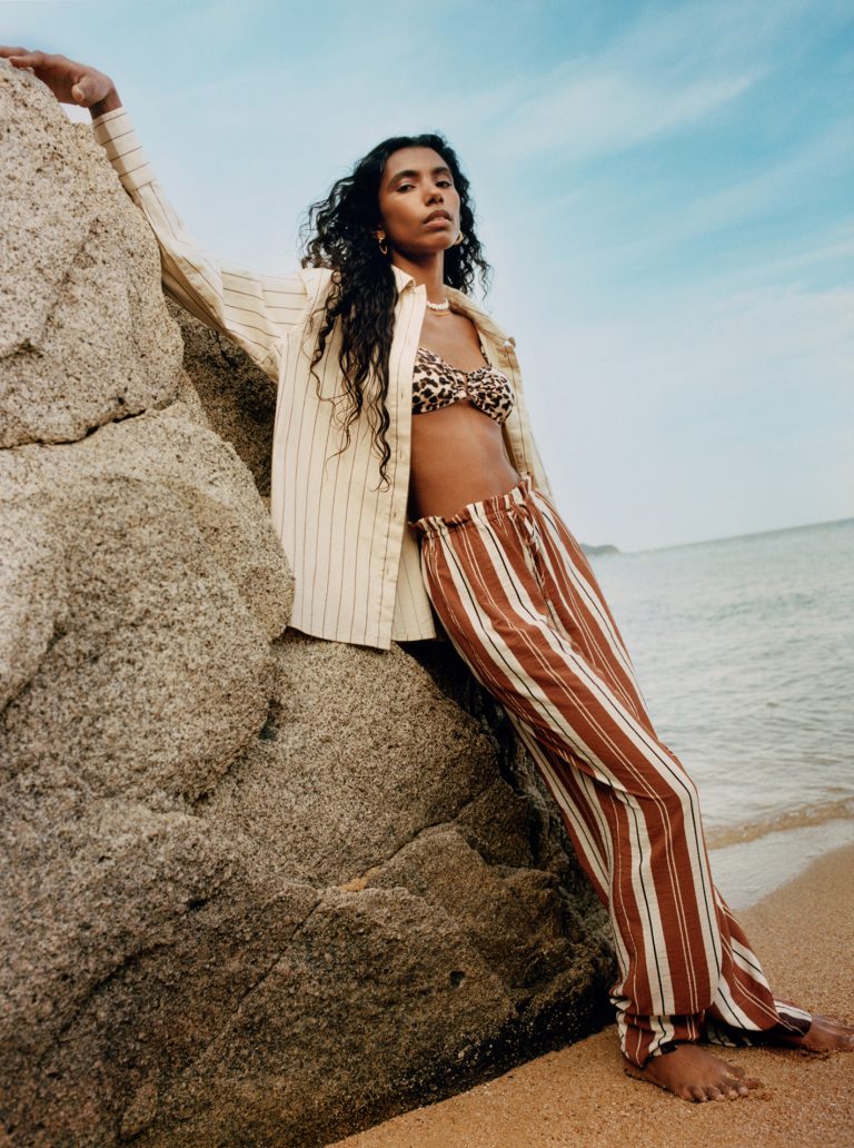 Kwammie Stripped Overshirt, Bridget Maxi Stripe Trouser